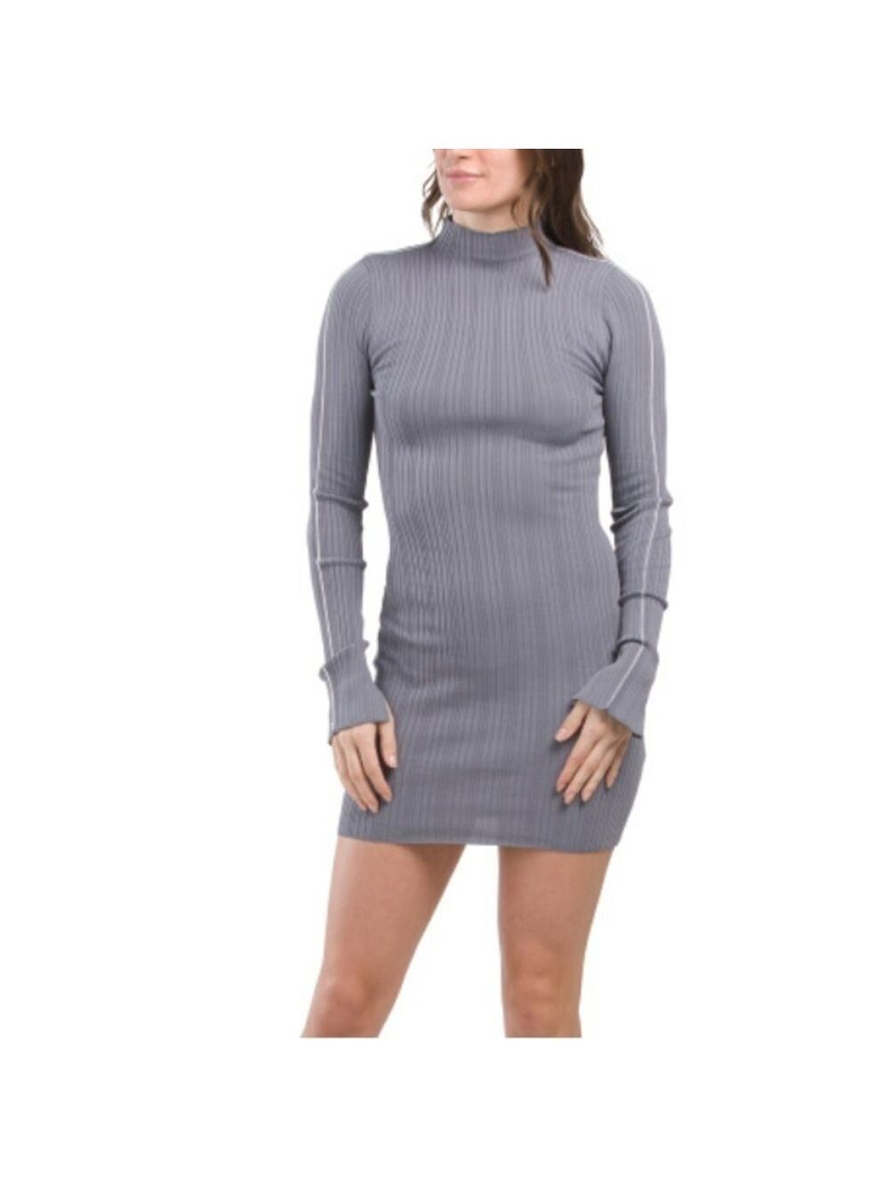 Zara Gray Ribbed Bodycon Mini Dress Large
